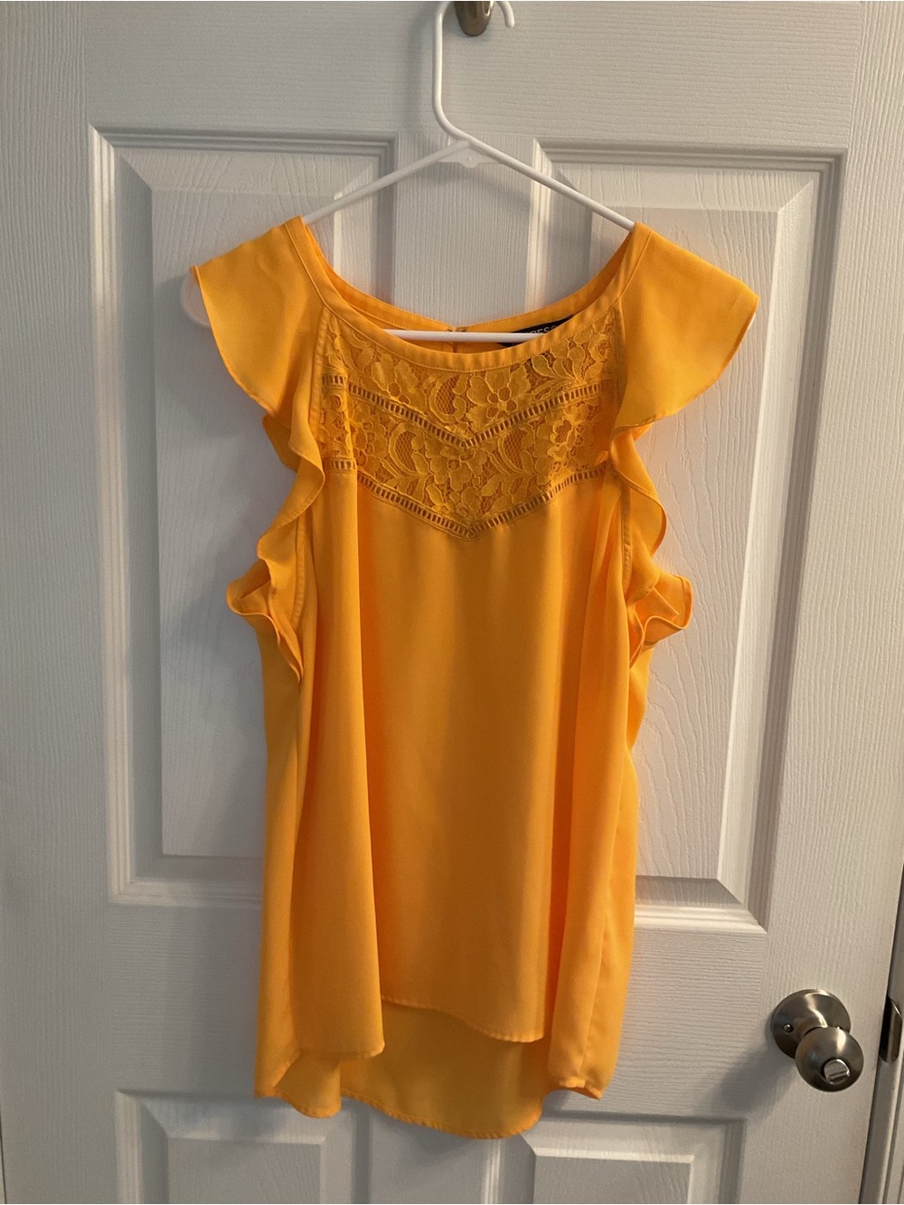 Express Yellow Lace Yoke Flutter Sleeve Camisole